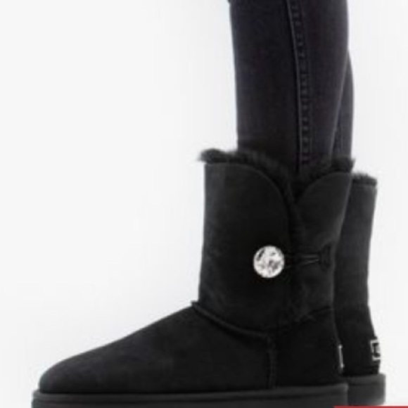 UGG Bailey Button Bling (Swarovski) Sz 6 Women Black 3349-BLK Limited Edition - Picture 2 of 11